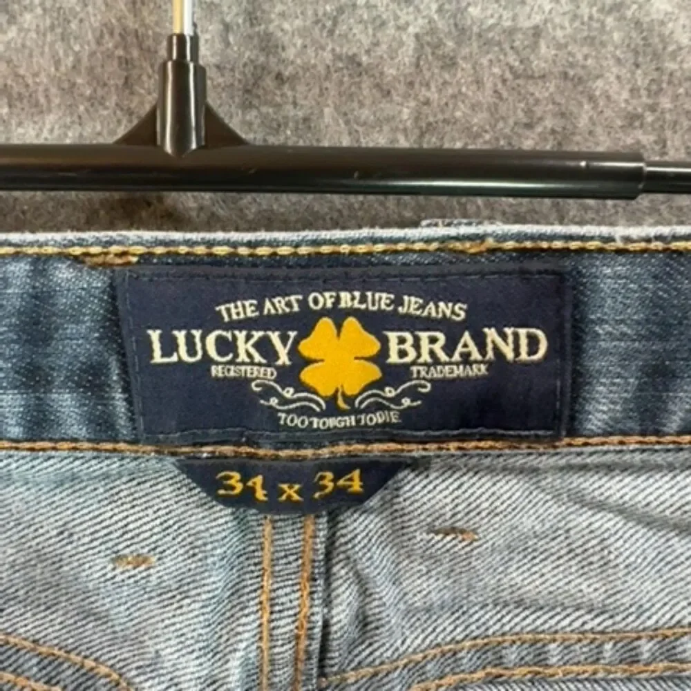 Lucky Brand Straight Leg Jeans 34x34 - Faded Whisker Wash Denim